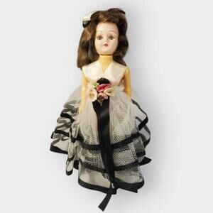 Sleepy Eyes Doll Bride Ball Gown Dress Southern Bell Brunette Miniature Vintage
